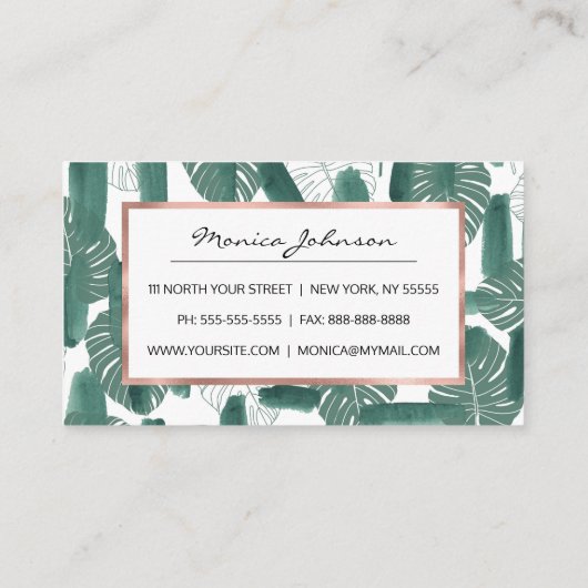 Moderne groene witte Monstera laat penseelstreken  Kortingskaartje (Achterkant)