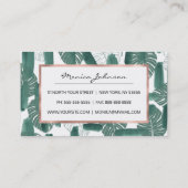 Moderne groene witte Monstera laat penseelstreken  Visitekaartje (Achterkant)