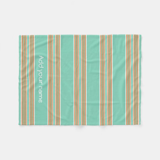 Moderne groene witte strepes op maat fleece deken (Voorkant (Horizontaal))