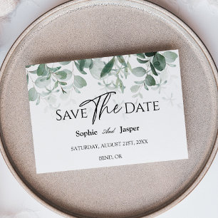 Moderne Groene Witte Trouwkaart Trouwdatumkaart Save The Date