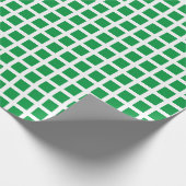 Moderne groene witte vleid gerasterde vakantie cadeaupapier (Hoek)