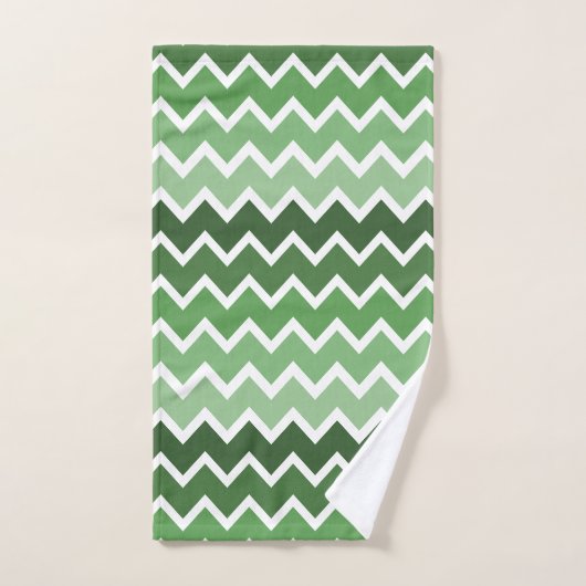 Moderne Groene Witte Zigzag Lijnen Monogram Bad Handdoek (Handdoek)