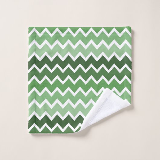Moderne Groene Witte Zigzag Lijnen Monogram Bad Handdoek (Wasdoekje)