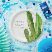 MODERNE GROENE WOESTIJN CACTUS LOOF Aquarel Papieren Bordje (Feest)