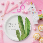 MODERNE GROENE WOESTIJN CACTUS LOOF Aquarel Papieren Bordje (Feest)