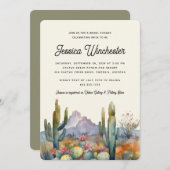 Moderne groene woestijncactus bruidsdouche uitnodi kaart (Voorkant / Achterkant)