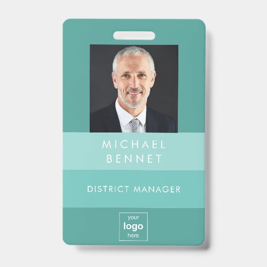Moderne groene zakelijke foto ID Badge (Voorzijde)