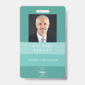 Moderne groene zakelijke foto-identificatie badge (Voorzijde)