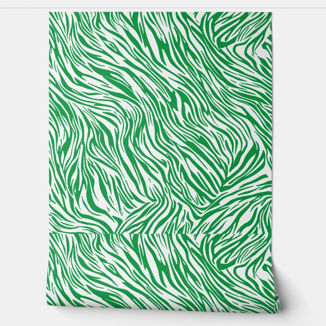 Moderne groene zebraprint behang (Afrollen)