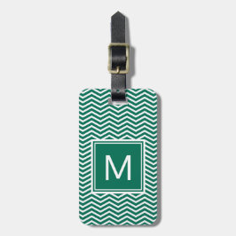 Moderne groene zeekleeuwen met monogram bagagelabel
