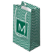 Moderne groene zeekleeuwen met monogram klein cadeauzakje (Voorkant Gekanteld)