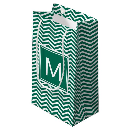 Moderne groene zeekleeuwen met monogram klein cadeauzakje (Voorkant Gekanteld)