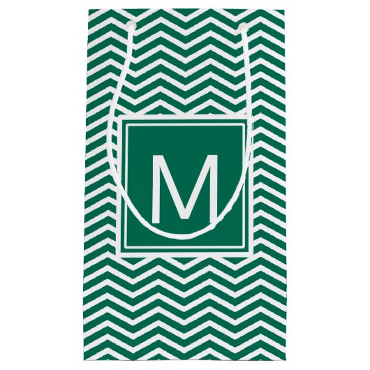 Moderne groene zeekleeuwen met monogram klein cadeauzakje (Voorkant)