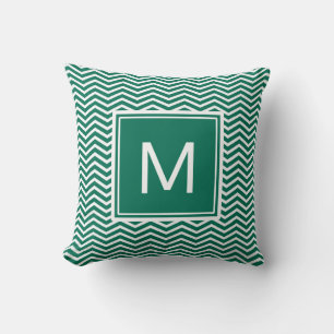 Moderne groene zeekleeuwen met monogram kussen