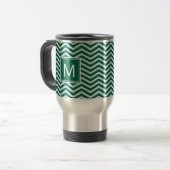 Moderne groene zeekleeuwen met monogram reisbeker (Voorkant links)