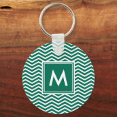 Moderne groene zeekleeuwen met monogram sleutelhanger (Voorkant)