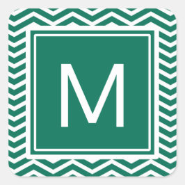 Moderne groene zeekleeuwen met monogram vierkante sticker