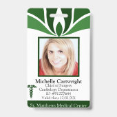 Moderne Groene Ziekenhuis Medewerker Medische ID A Badge (Front)