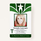Moderne Groene Ziekenhuis Medewerker Medische ID A Badge (Voorkant)