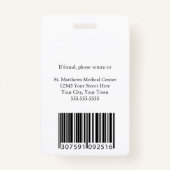 Moderne Groene Ziekenhuis Medewerker Medische ID A Badge (Achterkant)