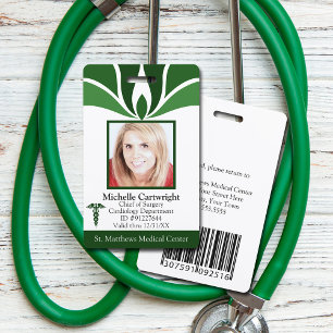 Moderne groene ziekenhuis medische ID-pas aangepas Badge