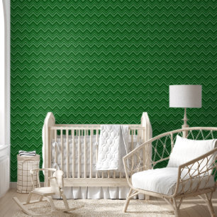 Moderne Groene Zig Zag Gestreept Behang