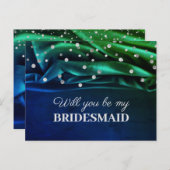 Moderne groene Zijde zal je mijn Bridesmaid zijn Briefkaart (Voorkant / Achterkant)