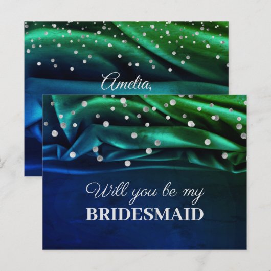 Moderne groene Zijde zal je mijn Bridesmaid zijn Briefkaart (Voorkant / Achterkant)