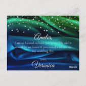 Moderne groene Zijde zal je mijn Bridesmaid zijn Briefkaart (Achterkant)