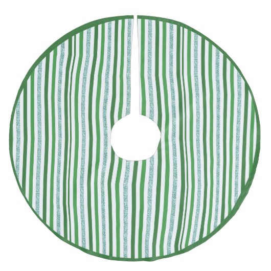 Moderne groene zilver Glitter Stripe Kerstmis Kerstboom Rok (Voorkant)