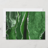 Moderne groene zilveren agaat donkere bruiloft kaart (Achterkant)