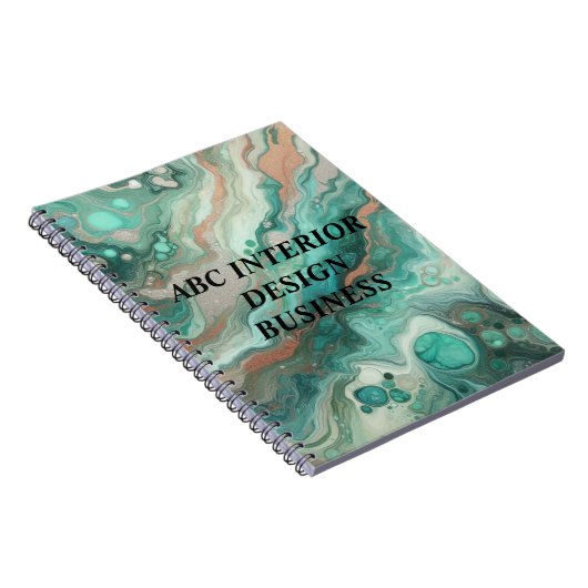 Moderne groene zilveren marmeren textuur en typogr notitieboek (Rechterzijde)