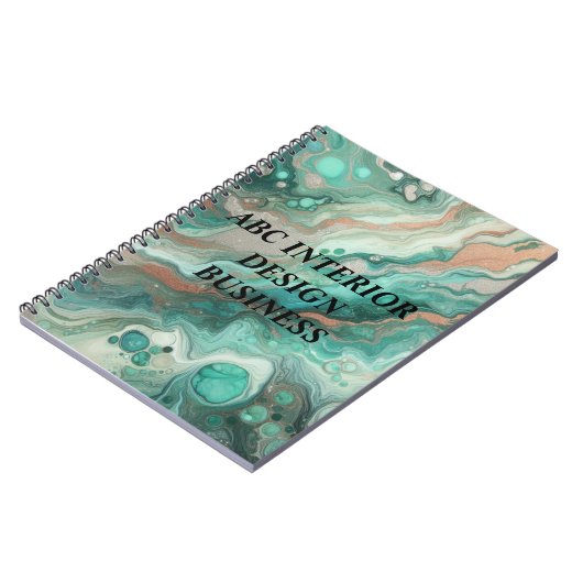 Moderne groene zilveren marmeren textuur en typogr notitieboek (Linkerzijde)