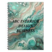 Moderne groene zilveren marmeren textuur en typogr notitieboek (Voorkant)