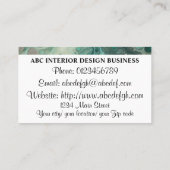 Moderne groene zilveren marmeren textuur en typogr visitekaartje (Achterkant)