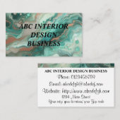 Moderne groene zilveren marmeren textuur en typogr visitekaartje (Voorkant / Achterkant)