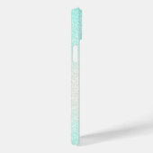 Moderne Groene Zilveren Ombre Glitter Monogram Case-Mate iPhone Case (Achterkant / Rechts)