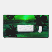 MODERNE GROENE ZONSONDERGANG STRAND NATUUR BUREAUMAT (Keyboard & Muis)