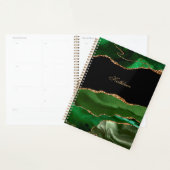 Moderne Groene Zwart & Gouden Agaat Personaliseren Planner (Display)