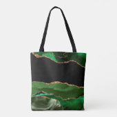 Moderne Groene Zwarte Agaat Kristal Personaliseer  Tote Bag (Achterkant)