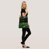 Moderne Groene Zwarte Agaat Kristal Personaliseer  Tote Bag (Op model)