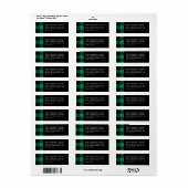 Moderne groene zwarte geruite kerstadres etiket (Full Sheet)