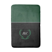 Moderne groene zwarte herten geweien monogram badmat (Voorkant Verticaal)