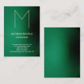 Moderne groene zwarte monogram visitekaartje (Voorkant / Achterkant)