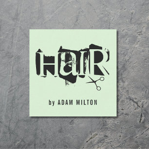 Moderne Groene Zwarte Schaar Haarstylist Vierkante Visitekaartje