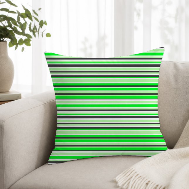 Moderne groene zwarte strepen kussen (Creator heeft geüpload)