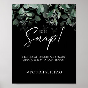 Moderne groene zwarte trouw Oh Snap Poster