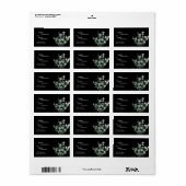 Moderne Groene Zwarte Trouwadreslabel Etiket (Full Sheet)