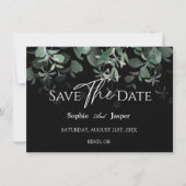 Moderne Groene Zwarte Trouwkaart Save the Date (Voorkant)