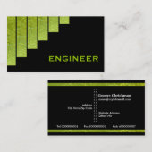 Moderne, groene, zwarte verticale strepen engineer visitekaartje (Voorkant / Achterkant)